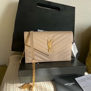 YSL Yves Saint Laurent Cassandre Beige WOC Crossbody